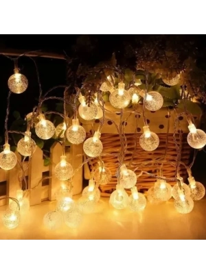 5m 28 Led Kristal Top Gün Işığı Şeffaf Kablo Fişli Eklemeli