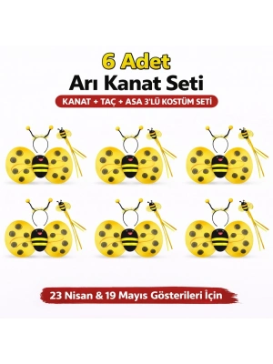 6'lı Arı Kostüm Seti – Kanat Taç Asa