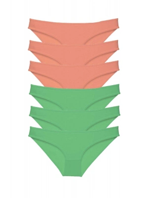 6 adet Eko Set Likralı Kadın Slip Külot Pudra Fuşya