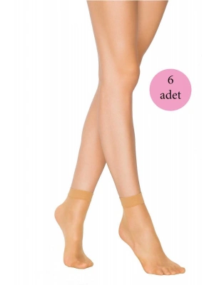 6 Adet Fit 15 Soket Ince Parlak Kısa Çorap Ten