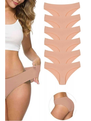 6 Adet Kadın Dikişsiz Lazer Kesim Esnek İz yapmayan Külot Ten