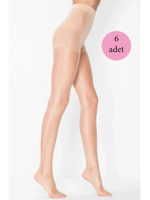 6 Adet Kadın Super İnce Mat 15 Den Külotlu Çorap Açık Ten