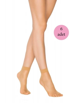 6 Adet Kadın Ten Süper 15 Mat Soket Çorap Ten