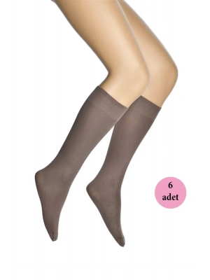 6 Adet Mikro 70 Dizaltı Kadın Çorap Vizon 86