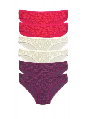 6 Adet Önü Dantelli Transparan Kadın Slip Külot S130
