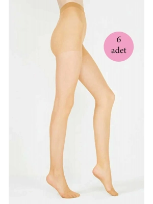6 Adet Parlak Fit 15 Likralı Külotlu Çorap Ten
