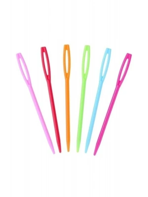6 Adet Plastik Yün Iğnesi 9cm