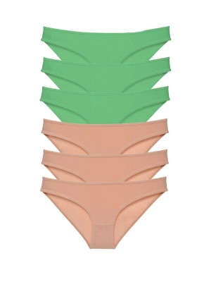 6 adet Süper Eko Set Likralı Kadın Slip Külot Yeşil Ten