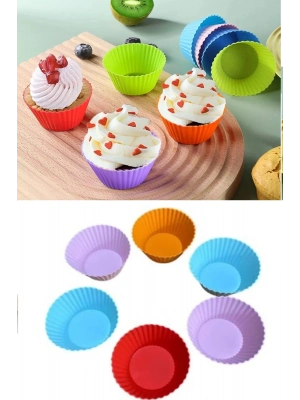 6 Adet Yıkanabilir Mini Tırtıklı Muffin Kalıbı- Ribanalı Kek-cupcake- Renkli Hamur Işi Kabı