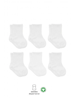 6Lı Basic Penye Soket Çorap 10101 Beyaz