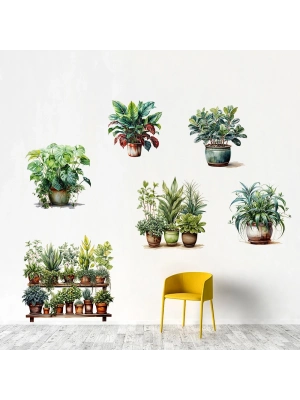 ® 6 li Sticker Saksılı Çiçek Modelleri MC-480C