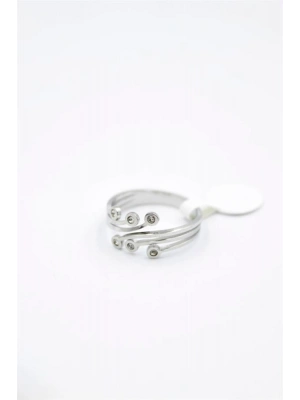 6lı Taşlı Salyangoz Yüzük - Gümüş