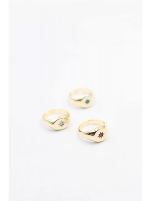 6lı Taşlı Yüzük Seti - Altın