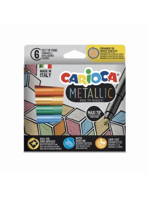 ®  6 Renk Maxi Tip Metalik Keçeli Kalem Seti