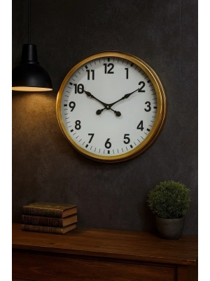 ® 60 Cm Gold Metal Dekoratif Duvar Saati