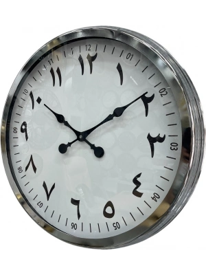 ® 60 cm Krom Metal Farsça Duvar Saati