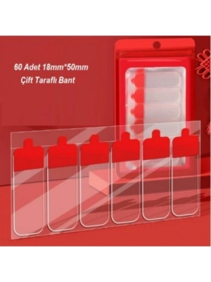 60 Parça Kolay Açılır Güçlü Çift Taraflı Bant 18mmx50mm