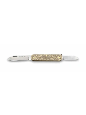 61804 Pirinç İşlemeli Sürmene Çakısı 5,5 / 3,5 Cm - Çift Bıçaklı