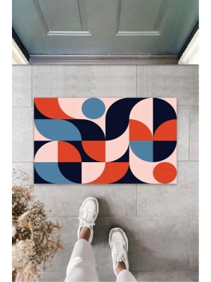 Bfs Turuncu Kapı Önü Paspası Modern Desen K-3239