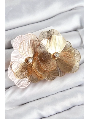 Bfs Pirinç Zirkon Taşlı Çiçek Model Gold Renk Kadın Küpe