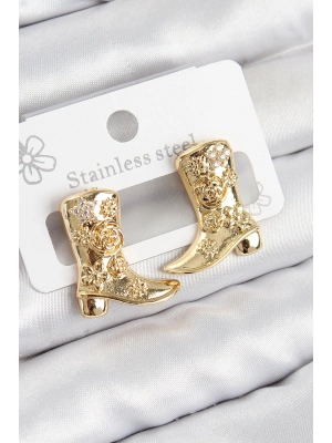 Bfs Pirinç Çizme Model Gold Renk Kadın Küpe