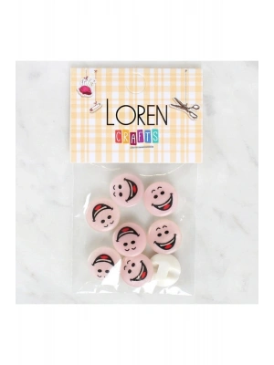 Loren Crafts 8li Gülen Yüz Düğme - 1025