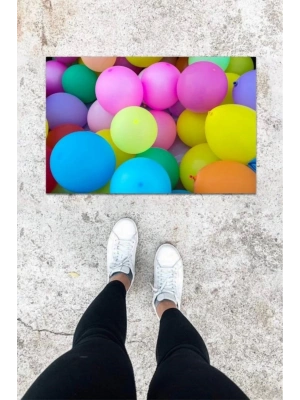 Bfs Dijital Baskı Renkli Balon Desen Kapı Önü Paspası K-1015
