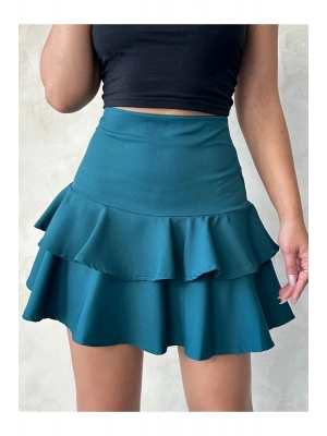 Valonlu Fırfırlı Etek Yeşil S24681