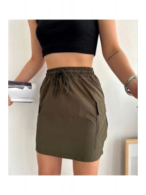 Kargo Cep Ince Paraşüt Etek Haki S241019