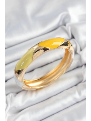 Bfs Pirinç Beyaz Yeşil Sarı Mineli Baklava Model Gold Renk Kadın Kelepçe