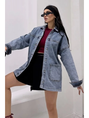Kadın Kot Ceket Mavi