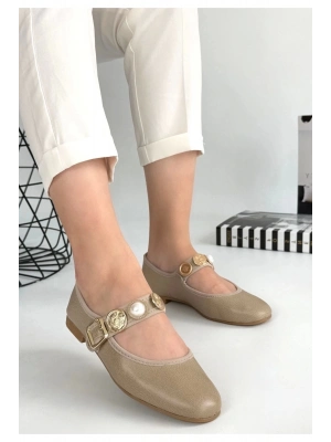 Copte Bej Cilt Babet Ayakkabı