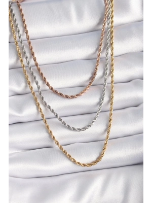 316L Çelik Mix Renk Burgu Zincir Model Kadın Kolye