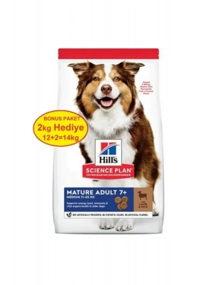 Hills Mature Adult 7+ Orta Irk Kuzu Etli Yaşlı Köpek Maması 12 Kg (+2 Kg Hediyeli)
