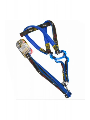 Euro Dog Köpek Uzatma Tasması ve Göğüs Tasması Takımı Mavi/Siyah 20 Mm 120 Cm