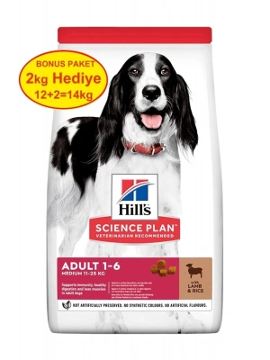Hills Kuzu Etli Orta Irk Yetişkin Köpek Maması 12+2 Kg Hediyeli