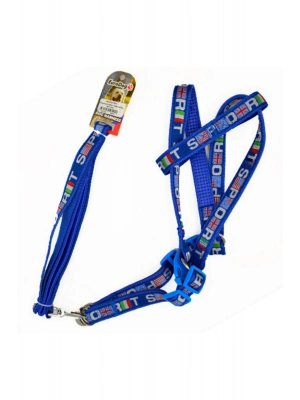 Euro Dog Köpek Uzatma Tasması ve Göğüs Tasması Takımı Mavi/Beyaz 20 Mm 120 Cm