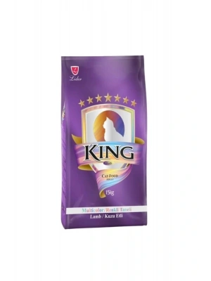 King Multicolor Renkli Taneli Kuzu Etli Yetişkin Kedi Maması 15 Kg