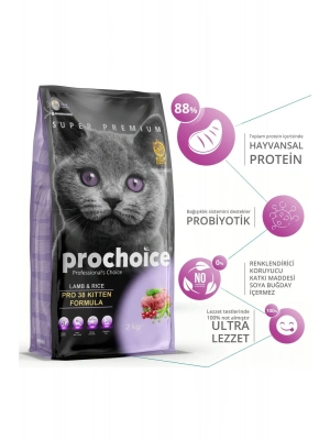 Pro Choice Pro 38 Kitten Kuzu Etli Yavru Kedi Maması 15 Kg