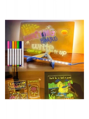 Sunup Sn-27126 Dekoratif Led Aydınlatmalı Şeffaf Işıltılı Yazı - Çizim Panosu Tableti - 7 Renk Kale