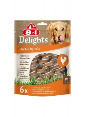 8In1 Delights Smart Spirals Tavuklu Burgu Köpek Ödülü 6 Adet