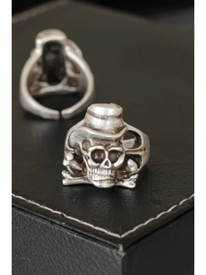 BFS Kuru Kafa Tasarımlı Eskitme Gümüş Renkli Ayarlamalı Model Erkek Yüzük