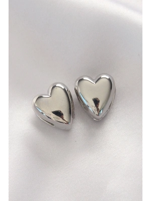 Bfs Pirinç Gümüş Renk Zirkon Taşlı Halka Model Kadın Küpe