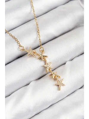 BFS 316L Çelik Yıldız Model Gold Renk Kadın Kolye