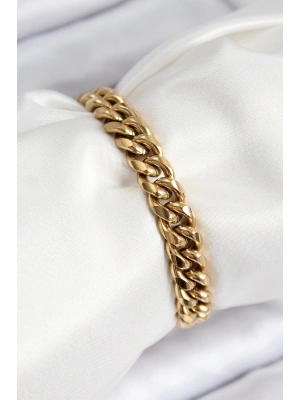 Bfs Pirinç Zirkon Taşlı Kare Model Gold Renk Asansörlü Kadın Bileklik