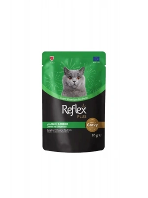 Plus Sos İçinde Ördekli Ve Tavşanlı Pouch Yetişkin Konserve Maması 85 Gr