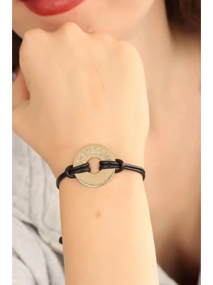 BFS FREEDOM (Özgür) Siyah Deri İpli Unisex Mood Bileklik