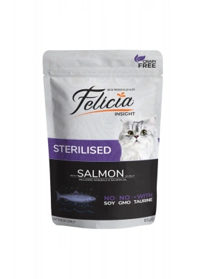 Felicia Tahılsız Somonlu Pouch Kısırlaştırılmış Konserve Kedi Maması 85 Gr