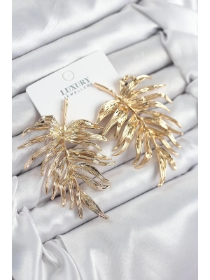 Bfs Pirinç Yaprak Model Gold Renk Kadın Küpe