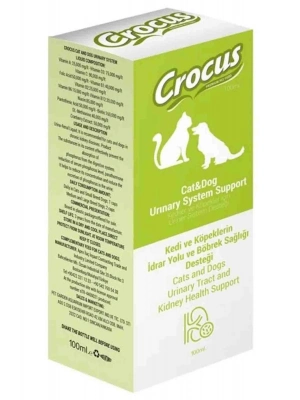 Crocus İdrar Yolu Ve Için Kedi Ve Köpek Sıvı Üriner Sistem Desteği 100 Ml
